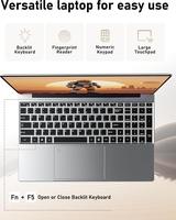 FUNYET 2 en 1, Processeur N100 16 Go RAM 1TO SSD Windows 11 14 Pouces, Clavier Bluetooth avec Rétroéclairage et Déverrouillage par Empreinte