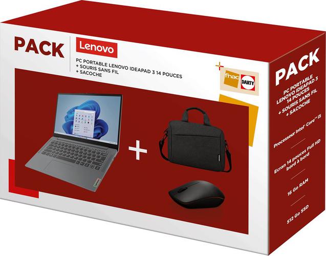 Lenovo Pack IDEAPAD 3 14ITL6 i5/16 GO/512 SSD + Sacoche + Souris