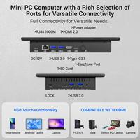 Mini Computer Mini Computer Desktop N5095 Win 11 with 11.6 Inch Touch Screen, 8GB RAM, 128GB eMMC, Dual Screen Output 4K HDMI and Type-C, Dual RS232