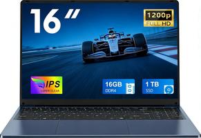 Computer 16 Inch 16GB RAM 1TB SSD Expansion 1TB 4 Cores Celeron N150 up to 3.6 GHz Win11 FHD 1920×1200 USB3.0 BT5.0 WiFi5 HDMI Backlit Keyboard-Grey