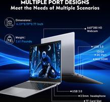 FUNYET 2026 Nuevo Portátil,PC de 15,6 Pulgadas,Laptop Core M3-6Y30,16 GB de RAM,256 GB de SSD,IPS 1920x1080 FHD,batería de 5000 mAh,USB3.0,Type-C