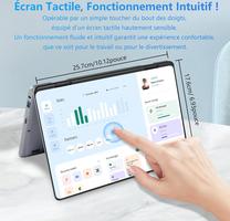 Convertible 2-en-1 À Écran De 11 Pouces, Celeron N100, 16 Go DDR4, 1920 * 1200 IPS, Clavier Rétroéclairé,Pavé Ovale (, 16+256G SSD)