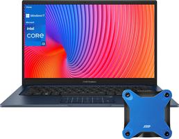 ASUS Vivobook 14" FHD | Intel Core i3-1215U | Intel Iris Xe Graphics | HDMI | Blue | 8GB RAM | 128GB SSD | Windows 11 S | Bundle with USB 3.0 Hub