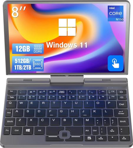 2 in 1 Mini 8 inch HD Swivel Touch Screen Compatible with Windows 11 Pro Small Laptop, Intel N100/N150, 12GB RAM, 1TB SSD, Wi-Fi 6, BT 5.2, 2MP Camera, G-Sensor