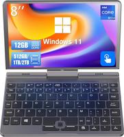 2 in 1 Mini 8 inch HD Swivel Touch Screen Compatible with Windows 11 Pro Small Laptop, Intel N100/N150, 12GB RAM, 1TB SSD, Wi-Fi 6, BT 5.2, 2MP Camera, G-Sensor