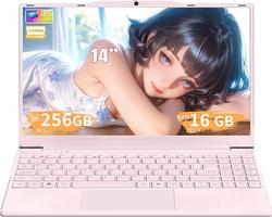 Amita de 14 pulgadas, rosa pastel con procesador N5095 (hasta 2,9 GHz), 16 GB RAM DDR4, 256 GB SSD NVMe, pantalla IPS FHD 1920 x 1080, batería 5000 mAh y botón físico privacidad webcam. (16
