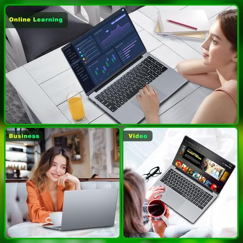 15,6 Pulgadas, Win 11 Celeron N4000 8GB RAM 256GB SSD, Pantalla FHD IPS Abatible 180°, Mini HDMI, USB 3.0, WiFi 5, BT4.2, Delgada para Estudiantes