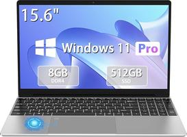 Hcjip 15.6 Inch Laptop, 8GB DDR4 512GB SSD Laptop, Quad Core Processor N5095 Laptop, 1080P FHD, 2.4/5G WiFi, Bluetooth, Mini HDMI, USB 3.0, Type C (Silver