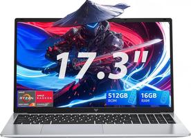 ACEMAGIC 17,3 Pouces 4 cœurs Ryzen 4300U, jusqu'à 3,7 GHz,5500Mah,1080 Full HD,16 Go Ram DDR4 512 Go SSD,WiFi 5.HDMI,3*USB3.2,BT5.0,Laptop Argent