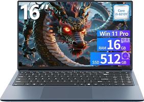 16 Pulgadas, Core i5-8210Y Procesador, Win 11 Pro 16GB RAM 512GB SSD, Clavier Rétroéclairé, 1920*1200 IPS FHD Écran Laptop, (Mini-HDMI+USB3.0+Type-C+Webcan+WIFI5)