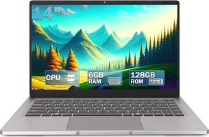 PINSTONE Celeron N4000 14 Inch Laptop, Computer Laptops 6GB RAM 128GB SSD, Laptops with 2.4G/5G WiFi, Bluetooth, Student Long Battery Life