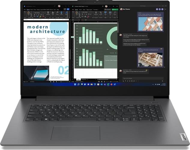 Lenovo V17 G4 IRU 83A2 Conception de charnière à 180 degrés Intel Core i7 1355U / jusqu'à 5 GHz Win 11 Pro Carte graphique Intel Iris Xe 16 Go RAM 512 Go SSD NVMe
