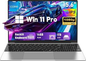 NAIKLULU 15,6 Pouces Gaming, Processeur i7 7600U (2,8 à 3,9 GHz), 16GB RAM 1TB SSD Computer Gamer 2026, Clavier Rétroéclairé, 5000mAh/38.5Wh