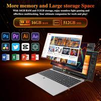 15.6" 16Go DDR4 512Go SSD, Portátil Ryzen 7 4800H CPU, Computer avec écran FHD 1080P, WiFi5, Bluetooth5.0, USB3.0, Webcam, Touch ID