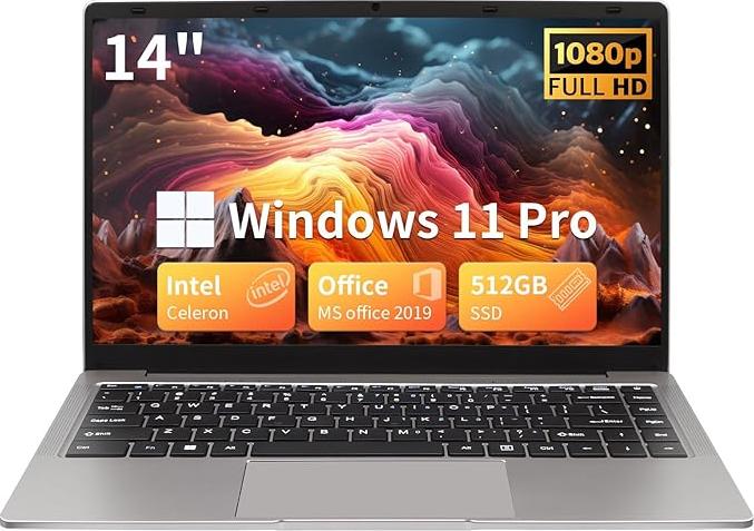 LONGEVINCE 14 Pouces, 8 Go DDR4,512G SSD,IPS 1920 x 1080, Celeron N4120, Windows 11, avec Protection de Clavier AZERTY en français(Couleur Argent, 8GB+512G SSD)