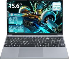 Portáti 15,6 Pulgadas, Win 11 8GB RAM 256GB SSD, con Core M3 6Y30 Procesador, Computadora Delgada Pantalla FHD abatible de 180° Mini-HDMI 2*USB3.0 WiFi5 BT4.2