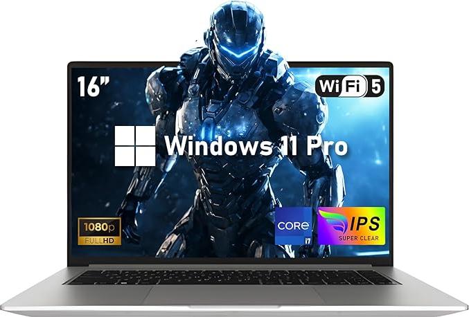 FUNYET 16 pouces, 16 Go de RAM, 512 Go SSD, Win 11 Pro, Processeur i7-1280P A6 (jusqu'à 4,8 GHz), FHD 1920 x 1080, clavier rétroéclairé