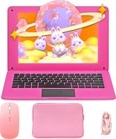 AKEDA Mini 10.1"' QWERTY, Mini N4000, 8GB RAM, 64GB/128GB, Netbook Ligero para Niños Estudiantes Aprendizaje en Casa – Rose Gold/Gris Hierro