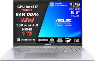ASUS VivoBook i7 13620H, RAM DDR4 32 Go, SSD 1 To PCI-e 4.0, écran IPS WUXGA