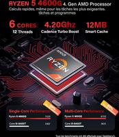 Greed® Basic V2 avec AMD Ryzen 5 4600G Desktop Rapide + de Bureau à Domicile avec 4,2 GHz, 8 Go RAM/RAM 256 Go SSD DVD+RW USB3.1 Wi-FI, avec Windows 11 Pro