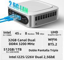 Tuofudun Mini Gaming InteI i9 11900H, 32GB DDR4 1TB SSD, Win11 Pro Mini Gamer Computer, UHD Gráficos, HDMI/Type-C/DP Triple 4K@60Hz Pantalla, WiFi6 BT5.2/2.5G Ethernet