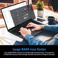 CYCLUS 16 Pouces Gaming R5 3500U Processor (2,1 à 3,7 GHz 4C/8T), Vega 8 Graphics, 16GB RAM 512GB SSD, Clavier Rétroéclairé/Webcam/Type-C, Clavier AZERTY