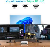 Tuofudun Mini Gaming InteI i9 11900H, 32GB DDR4 1TB SSD, Win11 Pro Mini Gamer Computer, UHD Gráficos, HDMI/Type-C/DP Triple 4K@60Hz Pantalla, WiFi6 BT5.2/2.5G Ethernet